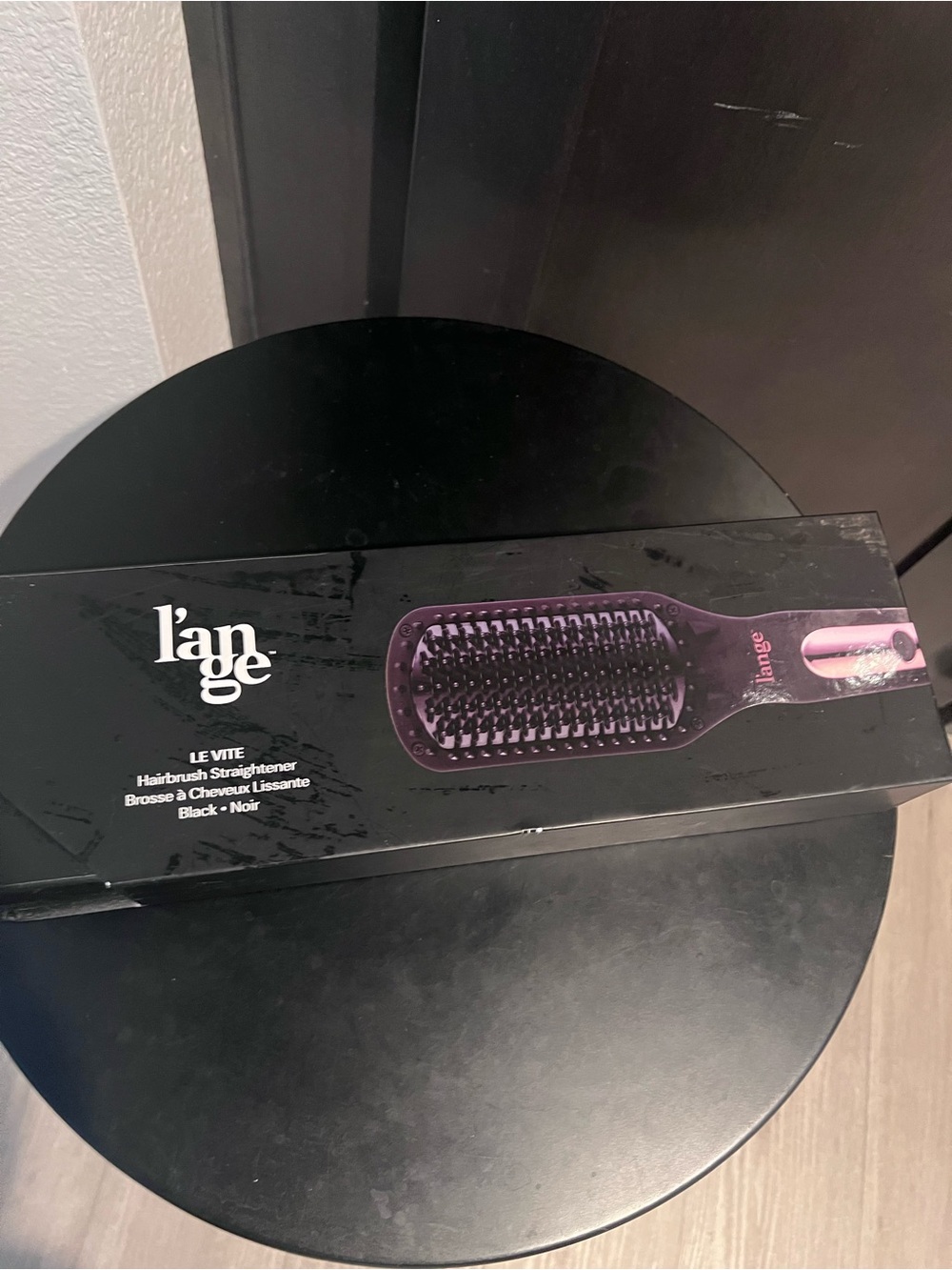 L'ange Le Vite Hairbrush Straightener in Black and Rose Gold